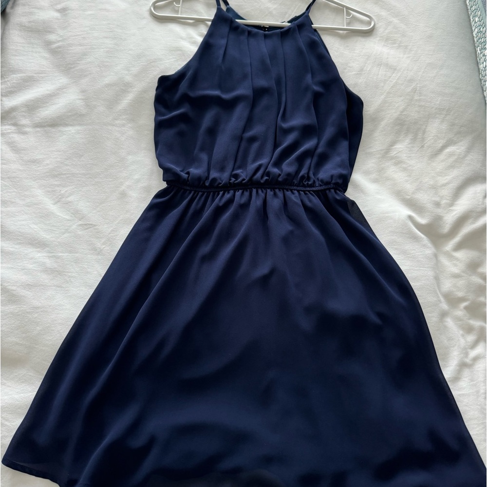 Dna Couture navy mini dress with cinched waist. Size small